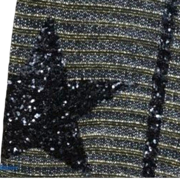 John John Rare Cropped Mock Neck Metallic Star Top - Picture 2 of 8